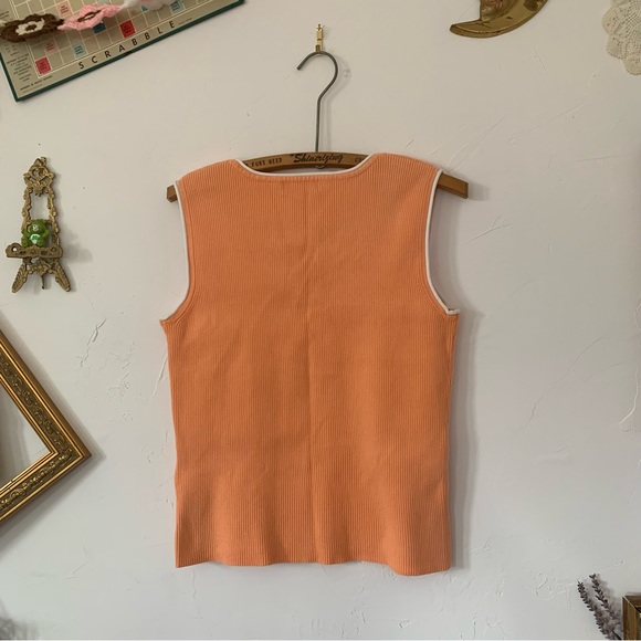 Peach Cropped Knit Tank Top by Jessica Sport Size L / 14-16 Y2K - Picture 3 of 3